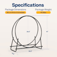 VIVOHOME 41 Inches Firewood Log Rack Hoop with Cover, Heavy Duty Solid Steel Fire Wood Storage Rack and Cover Set with Zipper, Round Log Holder Ring for Indoor Outdoor Patio Deck Porch
