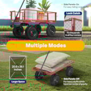 VIVOHOME Heavy Duty 880 Lbs Capacity Mesh Steel Garden Cart Folding Utility Wagon with Removable Sides and 4.10/3.50-4 inch Wheels (Red)