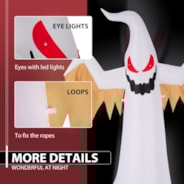 VIVOHOME 8FT Halloween Inflatable Yard Decor, Giant Red Ghost, Outdoor Blow Up with Built-in LED Light for Lawn, Garden, Party