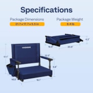 VIVOHOME Stadium Seat with Back Support and Cushion, Portable Bleacher Chair with Cup Holder and Shoulder Strap, Navy Blue