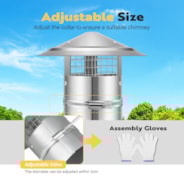 VIVOHOME 4" Cone Top Chimney Cap with Screen, Round Roof Rain Chimney Cover, Galvanized Steel Fireplace Exhaust Cap, Adjustable Roof Cap for Vent