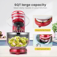 VIVOHOME Electric 10 Speed 6 Quart Tilt-Head Stand Mixer Red