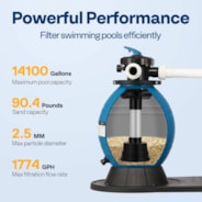 VIVOHOME 16-Inch Sand Filter Pump with Timer 3168 GPH Fits 14100 Gallons Above Ground Pool, 6 Way Valve 90.4 Pound Sand Capacity w/ 2 Adapter Conversion Kit