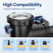 VIVOHOME 1.5 HP 6498 GPH Powerful Copper Motor Dual Voltage Self Primming in/Above Ground Swimming Pool Pump w1.25'' & 1.5" & 2.0'' Unions Energy Saving w/Strainer Basket