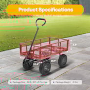 VIVOHOME Heavy Duty 880 Lbs Capacity Mesh Steel Garden Cart Folding Utility Wagon with Removable Sides and 4.10/3.50-4 inch Wheels (Red)