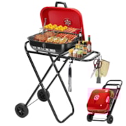 VIVOHOME 18 Inch Portable Charcoal Grill, Foldable Barbecue Grill with Heat-resistant Enamel Coating Lid, Outdoor Charcoal Smoker for Backyard, Camping and Picnics