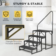 VIVOHOME RV Steps with Handrail, 4 Steps Mobile Home Ladder Portable Stairs for RV, Hot Tub, Outdoor Spa