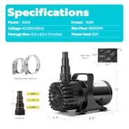 VIVOHOME 100W 1800GPH Submersible Water Pump with 180° Adjustable Water Outlet, 13.8ft High Lift for Waterfall Fountains Fish Tank Pond