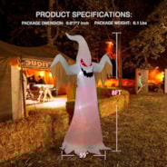 VIVOHOME 8FT Halloween Inflatable Yard Decor, Giant Red Ghost, Outdoor Blow Up with Built-in LED Light for Lawn, Garden, Party