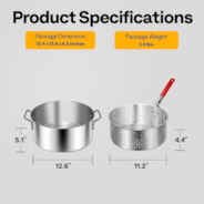 VIVOHOME 10Qt Aluminum Fish Fryer Pot with 6.7Qt Strainer Basket