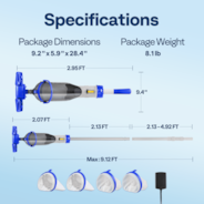 VIVOHOME Cordless Pool Vacuum with Telescopic & Extension Poles 9.12ft, 18.5 GPM Suction, 60-Min Run Time, Handheld Cleaner Rechargeable with Battery Indicator for Pools/Spas/Hot Tubs - Blue