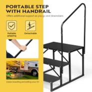 VIVOHOME RV Steps with Handrail, 3 Steps Mobile Home Ladder Portable Stairs for RV, Hot Tub, Outdoor Spa