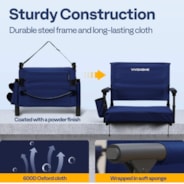 VIVOHOME Stadium Seats with Back Support and Cushion, 2 Pack Portable Bleacher Chairs with Cup Holder and Shoulder Strap