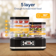 VIVOHOME Electric 5 Trays Food Dehydrator Machine with 72H Digital Timer and Temperature Control Black