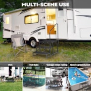 VIVOHOME RV Steps with Handrail, 3 Steps Mobile Home Ladder Portable Stairs for RV, Hot Tub, Outdoor Spa