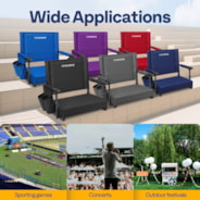 VIVOHOME Stadium Seat with Back Support and Cushion, Portable Bleacher Chair with Cup Holder and Shoulder Strap, Black