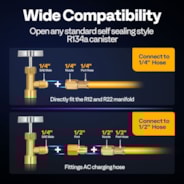 VIVOHOME R134a Can Tap Valve Puncture Style with Tank Adapter for 1/4" and 1/2" AC Charging Hoses