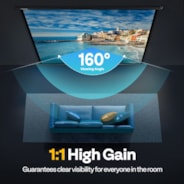 VIVOHOME 120 Inch Manual Pull Down Projector Screen, 1:1 HD Retractable Widescreen for Movie Home Theater Cinema Office Video Game, Black