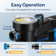 VIVOHOME 1.5 HP Powerful Self Primming 6360 GPH Swimming Pool Pump w/Timer for Inground Pool 1.5" & 2.0'' PVC Pipe Fittings Energy Saving w/Strainer Basket