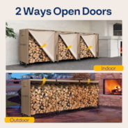 VIVOHOME 12ft Firewood Log Rack Cover, Heavy Duty 600D Oxford, Double Layer Outdoor Weather Resistant Fire Wood Storage Holder Cover with Zipper and Hook Loop Tape, Brown