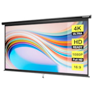 VIVOHOME 80 Inch Manual Pull Down Projector Screen, 16:9 HD Retractable Widescreen Matte for Movie Home Theater Cinema Office Video Game, Black