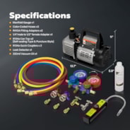 VIVOHOME 1/3 HP 4CFM Single Stage Rotary Vane Air Vacuum Pump and AC Manifold Gauge Set Kit with Leak Detector