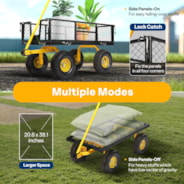 VIVOHOME Heavy Duty 880 Lbs Capacity Mesh Steel Garden Cart Folding Utility Wagon with Removable Sides and 4.10/3.50-4 inch Wheels (Black)