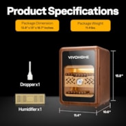 VIVOHOME Cigar Humidor 3 Shelves, 200 Counts Cigar Humidor Cabinet with Light, Spanish Cedar Wood Inner Shelves and Drawer, Accurate Hygrometer, Humidifier, for Men Brown