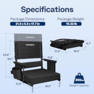 VIVOHOME Height Adjustable High Back Stadium Seat with Back Support and Cushion, Portable Bleacher Chair with Cup Holder and Shoulder Strap, Black