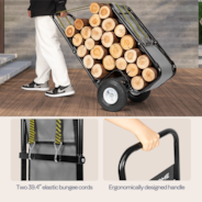 VIVOHOME Firewood Log Cart Carrier with Rubber Wheels and 600D Oxford Cloth, 250 LB Capacity Heavy Duty Steel Dolly Hauler, Rolling Wood Rack Storage Mover for Easy Transport Indoor Outdoor Use