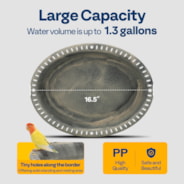 VIVOHOME Oval Polyresin Bird Bath Bowl with Metal Stake, 29 Inch Height Outdoor Freestanding Birdfeeder, Capacity 1.3 Gallons, 5-Pronged Base, Gray