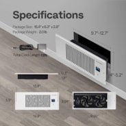 VIVOHOME 4" x 12" Opening Smart Vent Register Booster Fan with Intelligent Thermostat & 10-Speed Remote Control - 13.8" x 5.5" Vent Cover for Room, Floor, Wall - White