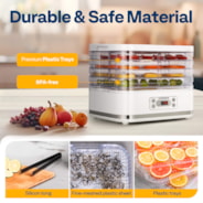 VIVOHOME Electric 5 Trays Food Dehydrator Machine with 72H Digital Timer and Temperature Control White