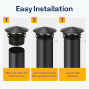 8" Cone Top Chimney Cap with Screen, Fireplace Round Chimney Cover, Galvanized Steel Exhaust Rain Caps for Outside, Easy to Install Flue Cap, Black