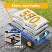 VIVOHOME Heavy Duty 550 Lbs Capacity Mesh Steel Garden Cart Folding Utility Wagon with Removable Sides (Black)