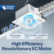 Bathroom Exhaust Fan with Energy-Saving EC Motor - 110 CFM Constant Airflow Technology, Dual Insulation, 10.2-inch Ceiling Opening (Install Kit, 4-in Duct Included)