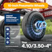 VIVOHOME Heavy Duty 880 Lbs Capacity Mesh Steel Garden Cart Folding Utility Wagon with Removable Sides and 4.10/3.50-4 inch Wheels (Red)