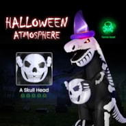 VIVOHOME 8ft Height Halloween Inflatable Lighted Skeleton Dinosaur with Flickering Red Eyes and Speaker Blow up Outdoor Lawn Yard Decoration