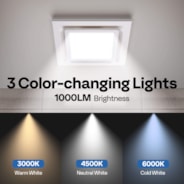 Bathroom Exhaust Fan with Light, 165CFM Shower Ventilation Exhaust Fan with Adjustable 3000K/4500K/6500K LED Light Combo, Ceiling Mount w/ 4" Duct Hose 2.5 Sones Square Fan, 3 Color Light