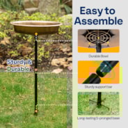 VIVOHOME Oval Polyresin Bird Bath Bowl with Metal Stake, 29 Inch Height Outdoor Freestanding Birdfeeder, Capacity 1.3 Gallons, 5-Pronged Base, Copper