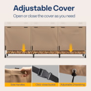 VIVOHOME 12ft Firewood Log Rack Cover, Heavy Duty 600D Oxford, Double Layer Outdoor Weather Resistant Fire Wood Storage Holder Cover with Zipper and Hook Loop Tape, Brown