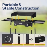 VIVOHOME 2 Burner Outdoor Propane Stove, Heavy Duty Gas Stove with 2 Side Panels and Windscreen, 150,000 BTU Camping Stove for Backyard Barbecues