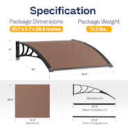 VIVOHOME Polycarbonate Window Door Awning Canopy Brown with Black Bracket 40 Inch x 40 Inch