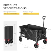 VIVOHOME 200L Collapsible Wagon 300lbs Heavy Duty Folding Utility Garden Cart Foldable Beach Wagons Large Capacity for Camping Picnic - Black