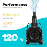 VIVOHOME 120W 2700GPH Submersible Water Pump with 180° Seamless Adjustable Nozzle and Barrier Bag for Koi Pond Waterfall Fountains Fish Tank