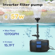VIVOHOME 4-in-1 Pond Filter System Kits, 1370 GPH Water Pump with Filter, Fountain and 13W Light Combo for Ponds up to 2113 Gallons