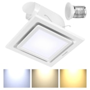 Bathroom Exhaust Fan with Light, 165CFM Shower Ventilation Exhaust Fan with Adjustable 3000K/4500K/6500K LED Light Combo, Ceiling Mount w/ 4" Duct Hose 2.5 Sones Square Fan, 3 Color Light