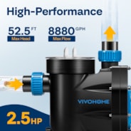 VIVOHOME 2.5 HP Powerful Self Primming 8880 GPH Swimming Pool Pump w/Timer for inground Pool 1.5" & 2.0'' PVC Pipe Fittings 230V Energy Saving w/Strainer Basket