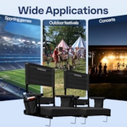 VIVOHOME Height Adjustable High Back Stadium Seats with Back Support and Cushion, 2 Pack Portable Bleacher Chairs with Cup Holder and Shoulder Strap, Black