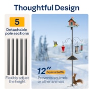 VIVOHOME 106 Inch Bird Feeder Pole, Heavy Duty Adjustable Bird House Stand Pole for Outdoor, Bird House Pole Mount Kit with 5 Prong